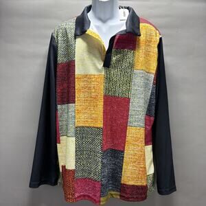 Men’s XL Ouku Colorblock Patchwork Rugby Golf Polo Shirt Long Sleeve New W Tags